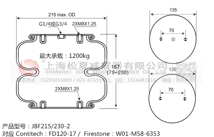 JBF215/230-2橡膠<a href='http://m.sciee.net/' target='_blank'><u>空氣彈簧</u></a>