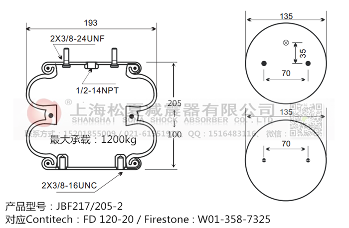 JBF217/205-2橡膠<a href='http://m.sciee.net/' target='_blank'><u>空氣彈簧</u></a>