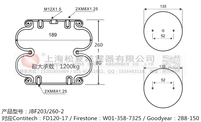 JBF203/260-2橡膠<a href='http://m.sciee.net/' target='_blank'><u>空氣彈簧</u></a>